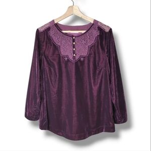 Soft Surroundings Velvet Poet Tunic Blouse Drapey Moody Dark Romantic Size S